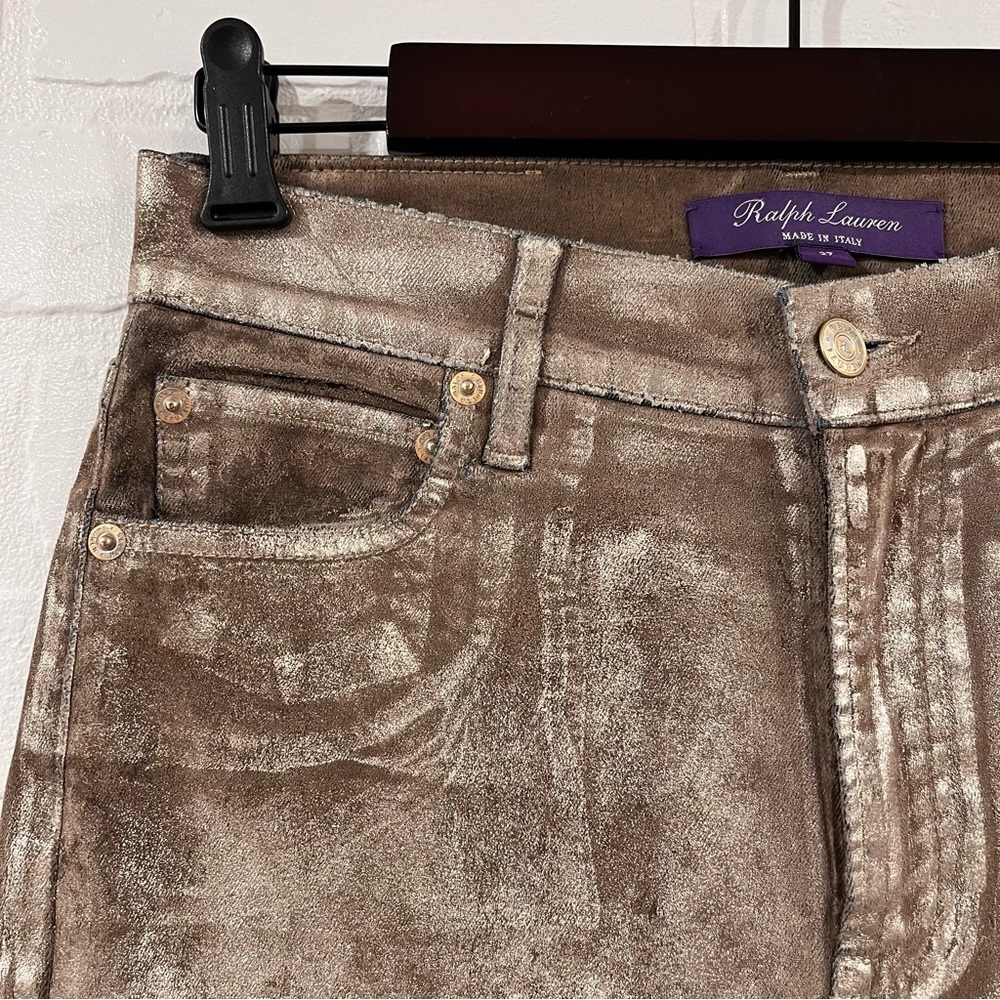 Ralph Lauren Purple Label Collection Metallic Gold Boot Cut Jeans Made in Italy - Picture 9 of 17